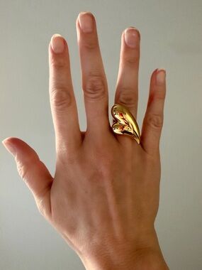 Jenny Bird Puffy Heart Statement Ring Sz 8